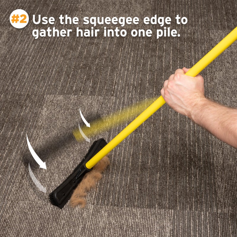 FURemover Original Pet Hair Rubber Broom with Squeegee, with 58â€ Telescopic Handle for Carpet, Tile and Hardwood and Handheld Lint Brush Combo - Image 4